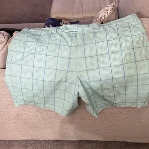RLX Ralph Lauren Light Mint Plaid Flat Front Shorts